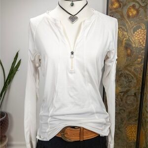 Clean Girl Ivory Quarter Zip‎ Long Sleeve Athleta Womens Studio Top